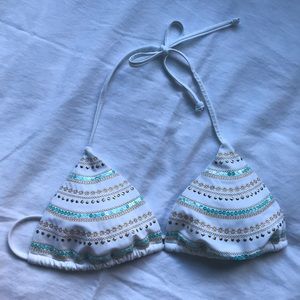 Reef size L beaded white triangle bikini top